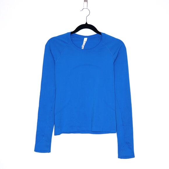 LULULEMON Swiftly Tech Long Sleeve Shirt Blazer Blue Stretch Active Women's 6 - Picture 1 of 12